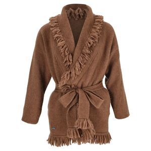 Alanui Finest Fringed Wrap Cardigan in Brown Cashmere
